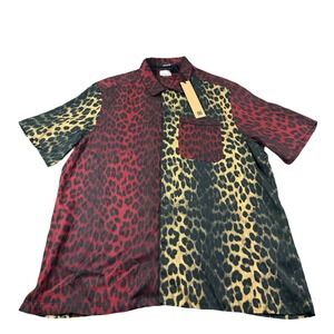 Ksubi Multicolor Big Kat Viscose Men's Leopard Print Button Front XL NWT